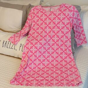 Lulu-B Pink and White Medallion 3/4 Sleeve Dress